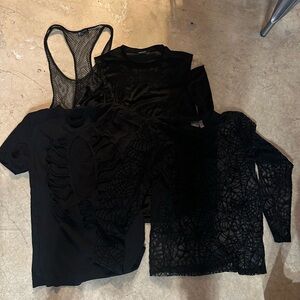 Stylish Black Mesh and Lace Tops